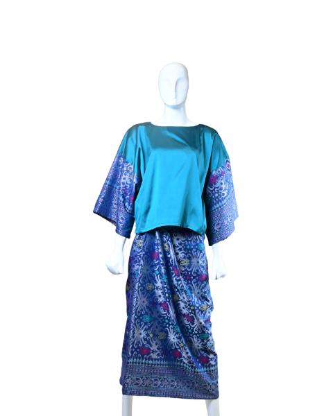 Picture of One Set Kimono With Wrap Skirt and Songket Selendang