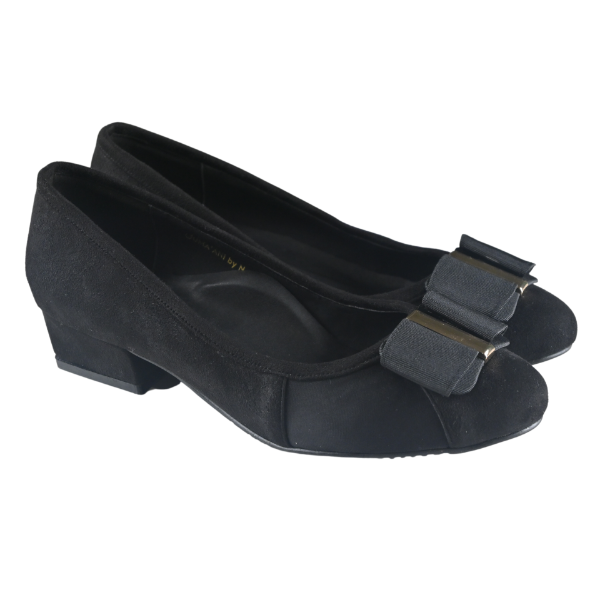 Picture of 1' BUNION PUMP WITH SUEDE FERRAGAMO SILVER BUCKLE (BLACK)