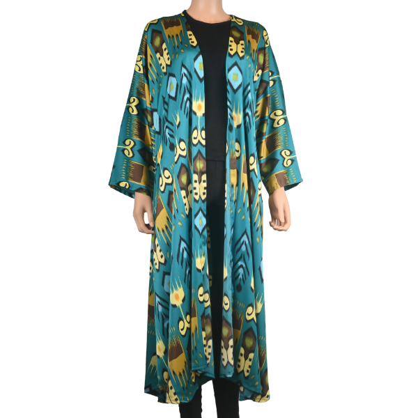 Picture of WB IKAT PRINT KAFTAN WITH KIMONO LONG SLEEVES